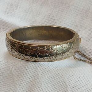 Vintage Gold Toned Etched Bangle Bracelet